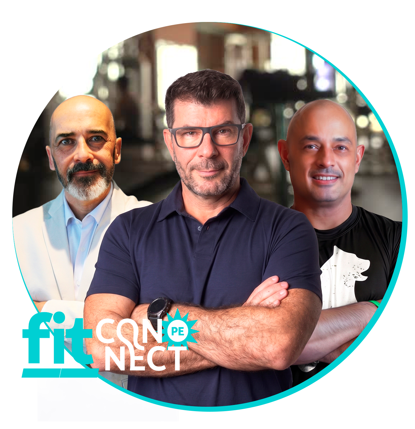 Palestrantes do FitConnect PE 2026: Fábio Saba, Carlinhos California e Ailton Mendes